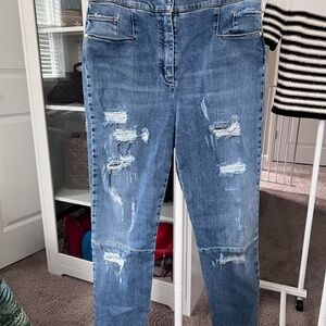 Balmain Blue Distressed Boyfriend Jeans